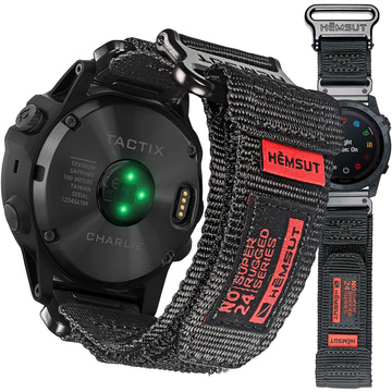 Nylonarmband für Garmin Fenix 5x 6x 7x Pro 26 mm Nylonband Sport Schwarz