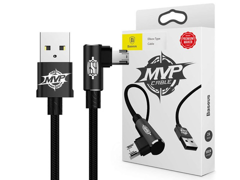 Baseus MVP Elbow kábel lomený obojstranný micro USB 2m Čierny