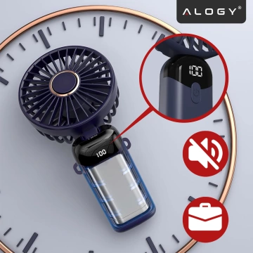 Fan Fan Handheld Fan Wireless Alogy Desktop Portable Handheld with Phone Holder USB-C Navy Blue
