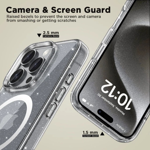 Etui iPhone 16 Pro Max Flexair Hybrid MagSafe na telefón Glitter