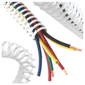 Spring-Loaded Under-Desk Cable Organizer - Flexible Cable Management Cover 50x4 cm, Self-Adhesive, for Organizing Cables - Alogy CableStrip™ White