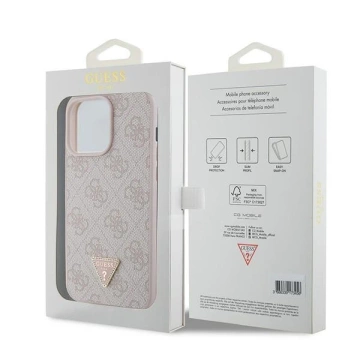 Etui Guess GUHCP15XP4TDPP na iPhone 15 Pro Max 6,7-palcový ružový kožený 4G diamantový trojuholník