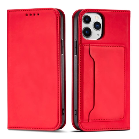 Puzdro na magnetickú kartu pre iPhone 12 Pro Pouch Card Wallet Card Holder Red