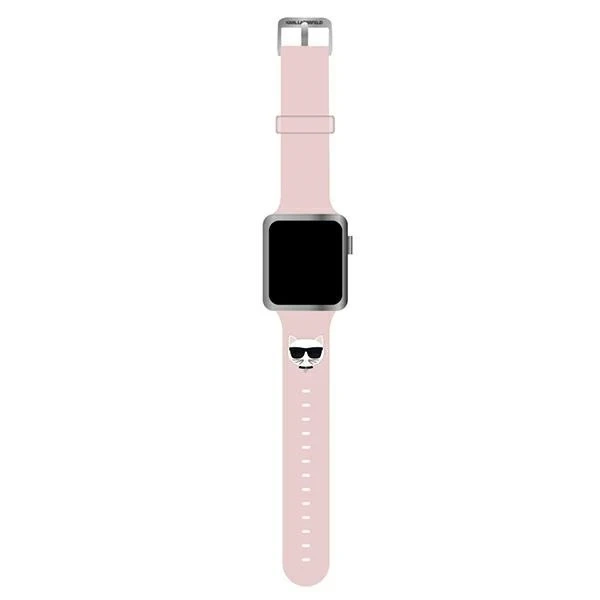 Smartwatch strap Karl Lagerfeld KLAWMSLCP for Apple Watch 38/40/41mm pink/pink strap Silicone Choupette Heads