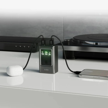 Powerbank SBS 10000mAh PD 35W z wyświetlaczem LCD Szary