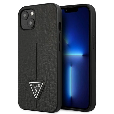 Etui Guess GUHCP14MPSATLK do Apple iPhone 14 Plus 6,7" čierne/čierne pevné puzdro SaffianoTriangle Logo