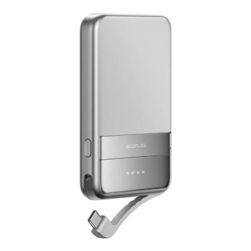 EcoFlow RAPID Magnetische Powerbank 5000 mAh, Silber – 30 W kabelgebunden, 15 W kabellos