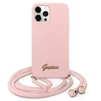 Guess GUHCP12LLSCLMGLP iPhone 12 Pro Max 6.7 "рожевий/рожевий твердий корпус Metal Logo Cord