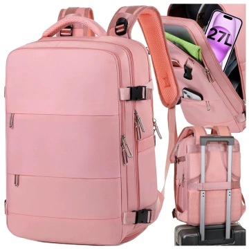 Damen-Reise-Laptop-Rucksack für Koffer, Gepäck, Flugzeug, Arbeit, Schule, 45 x 30 x 20 cm, Alogy Pink
