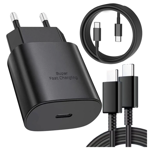 Оригінальний зарядний пристрій Samsung USB-C, 25 Вт, кабель типу C, 180 см, комплект преміум-швидкої зарядки, білий