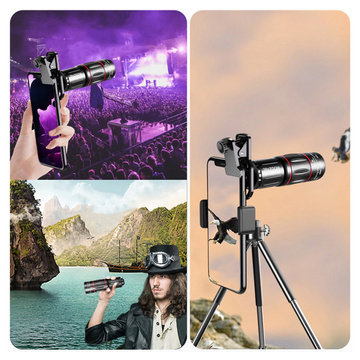 Phone Lens Telescope Spotting Scope Alogy Tripod Monocular 28x Zoom Tripod Phone Holder Black
