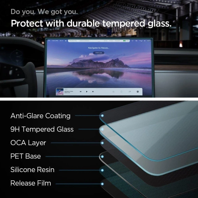 Tvrdené sklo Spigen Glas.tr "EZ FIT" Tesla Model X 2022 / Model S 2021 čierne