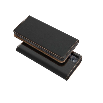 SMART PRO leather case with flap and holster for iPhone 15, black