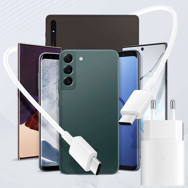 Originální nabíječka Samsung USB-C 25W kabel typu C 180cm Premium Super Fast Charge Set White