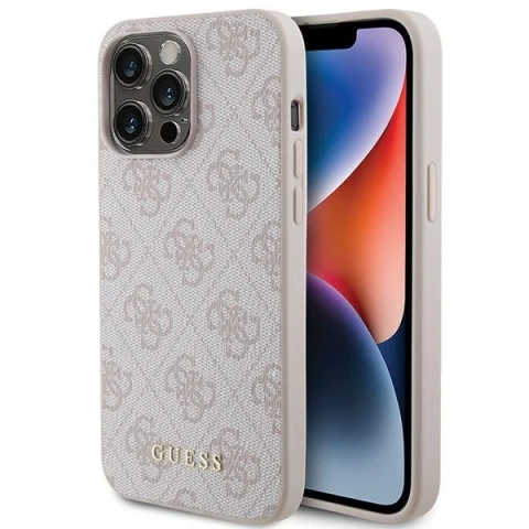 Guess GUHCP15XG4GFPI Hülle für iPhone 15 Pro Max 6,7" rosa/rosa Hartschale 4G Metall Gold Logo