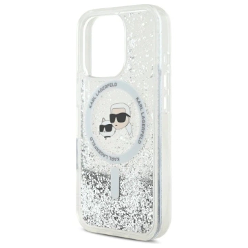 Etui Karl Lagerfeld pre iPhone 16 Pro Max 6,9" Magsafe Hardcase Transparent Liquid Glitter Karl