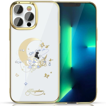 Kingxbar Moon Series luxury case with Swarovski Crystals for iPhone 13 Pro gold (Flower)