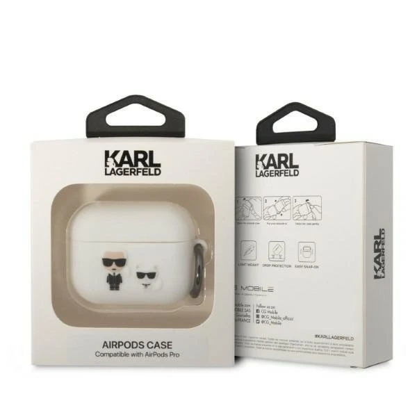 Захисний чохол для навушників Karl Lagerfeld KLACAPSILKCW for Apple AirPods Pro cover white/white Silicone Karl
