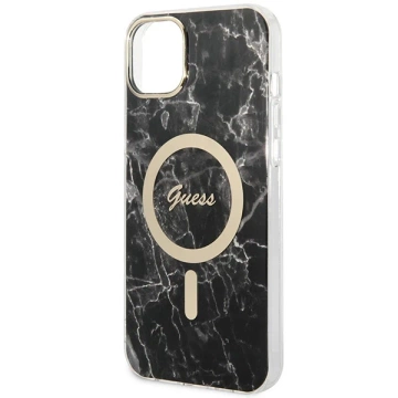 Zestaw Guess GUBPP14SHMEACSK Case Charger iPhone 14 6,1" černý/černý pevný obal Marble MagSafe