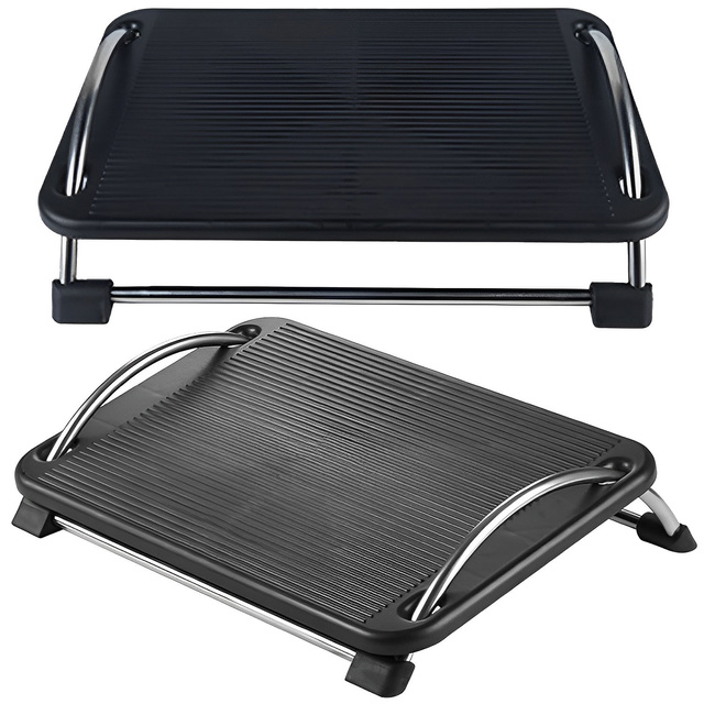 Kancelárska opierka nôh, opierka nôh, nohy, polohovateľná, pevná, pohodlná, nastavenie uhla, pre počítač, čierna