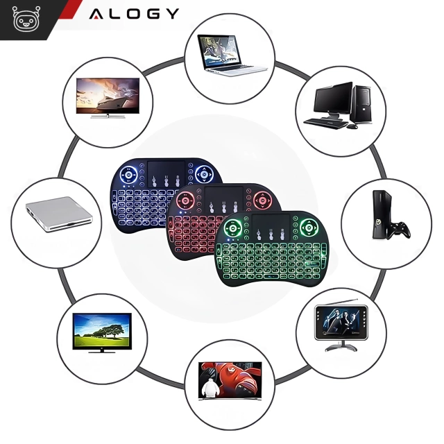 Bezdrôtová mini klávesnica Alogy podsvietený 3 farebný touchpad