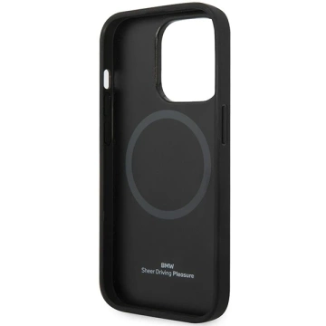 Sada na telefon BMW BMHMP14X22RFGR do Apple iPhone 14 Pro Max 6,7" vínová/vínová kůže s diamantovým vzorem MagSafe