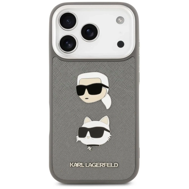 Etui Ochronne do iPhone 17 Pro Karl Lagerfeld FW Grained K&C Pins MagSafe Szary