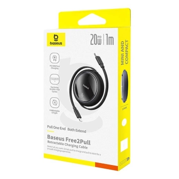 Kabel Baseus Free2Pull USB-C pro iP 20W 1m černý
