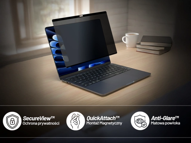 Magnetická fólia na ochranu súkromia pre MacBook Air 13" 2018-2021 - Ochrana súkromia, jednoduchá inštalácia, úložný obal, redukcia odleskov - Alogy SecureView™