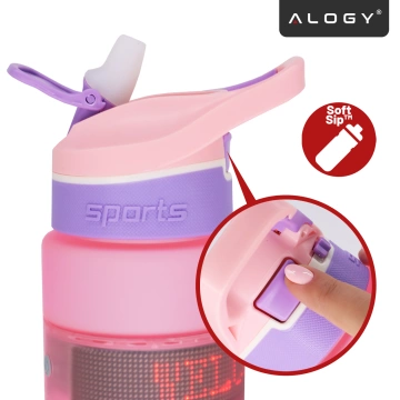 Butelka Bidon na Napoje LED, Inteligentna z Wyświetlaczem i Łącznością Bluetooth, Słomka, Motywacyjna, Wielokrotnego Użytku, Alogy FitBottle™ 800ml - Różowa