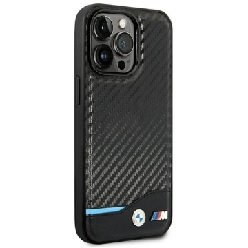 BMW BMHCP14L22NBCK puzdro na telefón pre Apple iPhone 14 Pro 6,1" čierne/čierne kožené karbónové