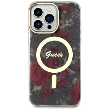 Guess GUHMP14XHCFWSA phone case for Apple iPhone 14 Pro Max 6.7" green/khaki hardcase Flower MagSafe