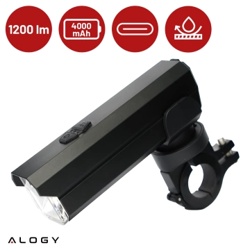 Alogy P12 Fahrradlicht schwarz Fahrradlicht vorne LED-Frontlicht Fahrradbeleuchtung wasserdicht IPX5