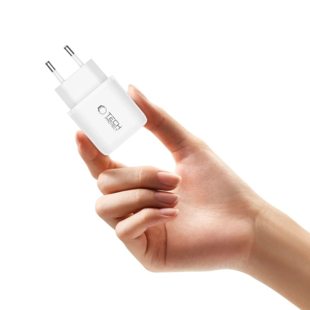 Ładowarka Tech-Protect NCA20 20W PD QC3.0 + Kabel USB-C Biała