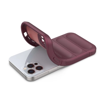 Pouzdro Magic Shield Case pro iPhone 12 Pro s elastickým pancéřovaným rukávem vínové barvy