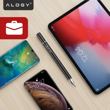 Kapacitní dotykový stylus Alogy 2 v 1 pro obrazovku telefonu a tabletu s perem Černá