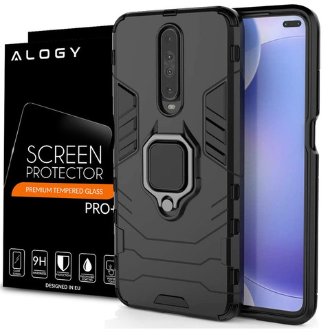 Etui obudowa Alogy Stand Ring Armor do Xiaomi Poco X2 czarne + Szkło