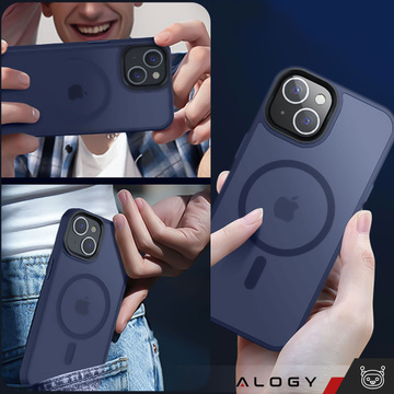 Чохол для iPhone 14 Plus MagSafe Matt Case Cover Matte Alogy Ring Armored Phone Case Navy Blue