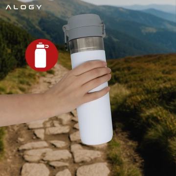 Термос Alogy Thermos Термокухоль ThermoGo™ 800 мл Сталевий герметичний, складний, для подорожей, для кави та чаю, спортивний, тривалого тепла, для автомобіля та рюкзака, білий