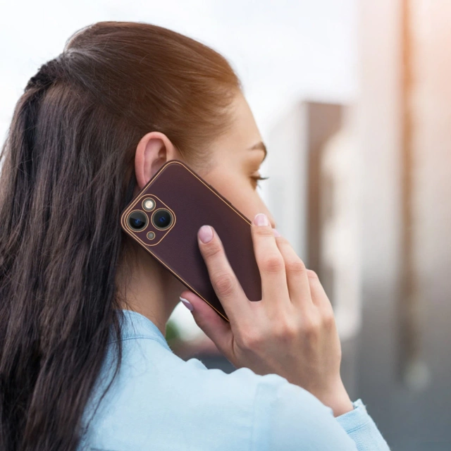 Dux Ducis Yolo case iPhone 14 Plus elegant cover з екологічної шкіри фіолетового кольору