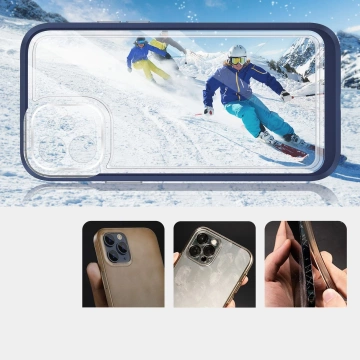 Прозорий чохол 3в1 для iPhone 12 синя рамка гелева накладка