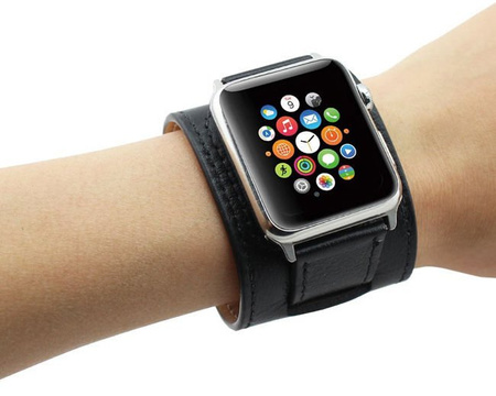 Ledermanschettenband Apple Watch Manschette 1/2/3/4/5/38 / 40mm Schwarz