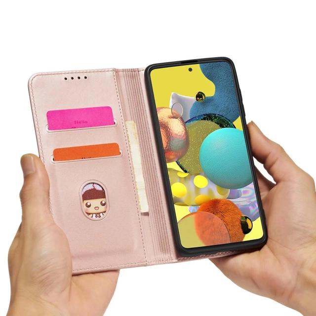 Magnetkartenhülle Hülle für Samsung Galaxy A13 5G Tasche Geldbörse Kartenhalter Pink