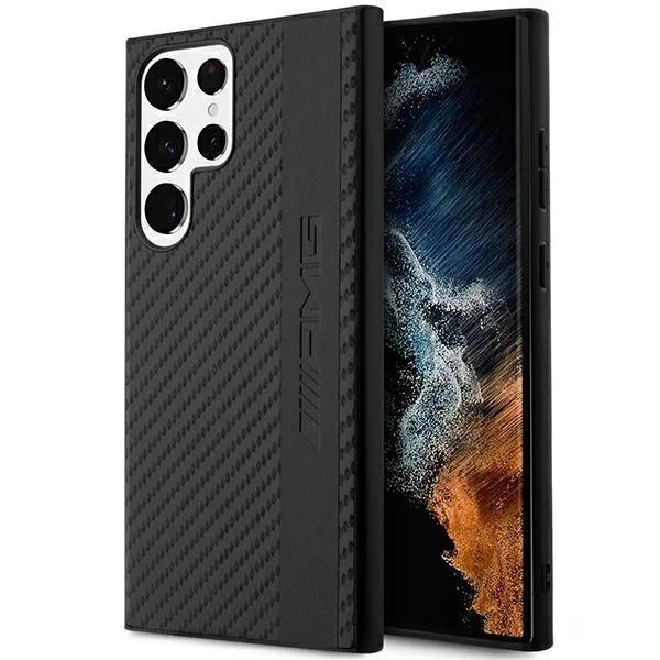 Etui AMG AMHCS23LBLSCA do Samsung Galaxy S23 Ultra S918 čierne/čierne pevné puzdro Carbon Stripe