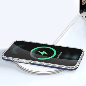 Прозорий чохол 3 в 1 для iPhone 11 Pro Max гелева накладка з синьою рамкою