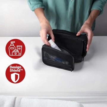 Mark Ryden Men's and Women's Travel Toiletry Bag, 3.9L Capacity, 4 Compartments with Hook, YKK Zipper, PU Oxford Material - Black