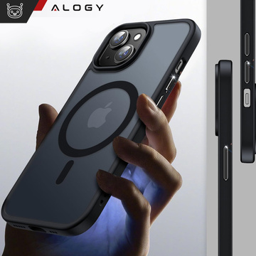 Case for iPhone 15 Plus MagSafe Matt Case Cover Matte Alogy Ring Armored Phone Case Black Glass