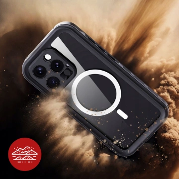 Puzdro na iPhone 15 vodotesné Mag Safe Case pancierové vodotesné puzdro čiernej a šedej farby