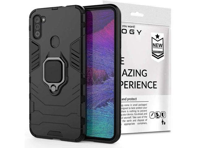 Alogy Stand Ring Armor Hülle für Samsung Galaxy M11 / A11 schwarz