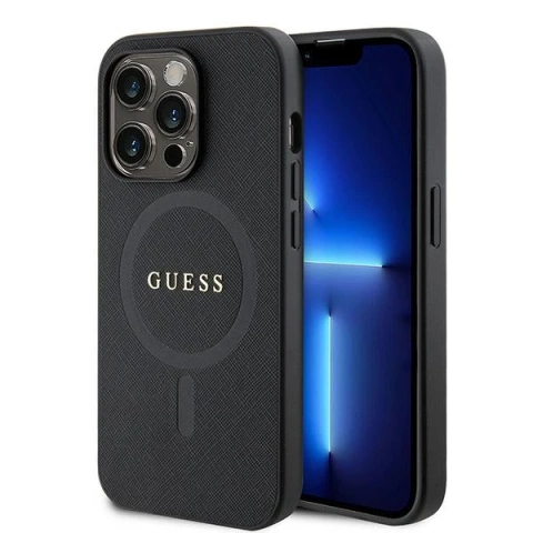 Etui Guess GUHMP15LPSAHMCK для iPhone 15 Pro 6.1" чорний/чорний жорсткий чохол Saffiano MagSafe